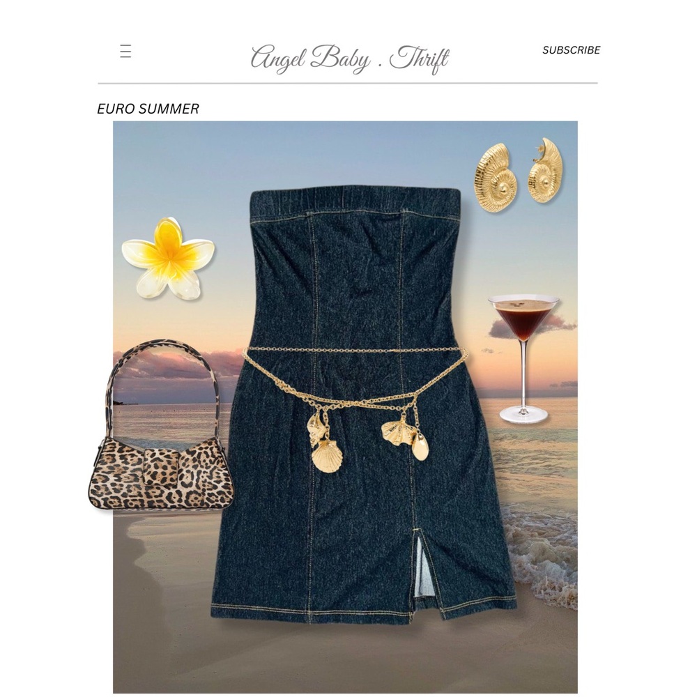 Y2K 90s Party Whimsical Goth Summer Vacation Denim Strapless Mini Dress